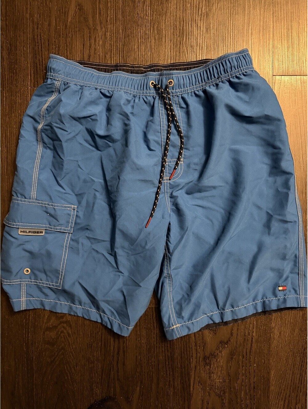 Tommy Hilfiger Blue Cargo Swim Trunks Back Pocket Detail M